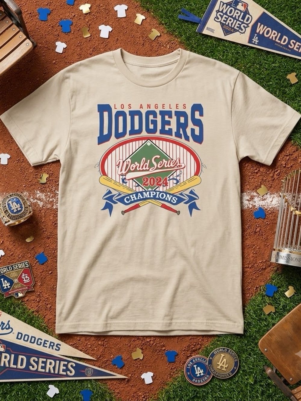 2024 World Series Champions Short Sleeve Tee - Cream
